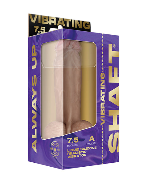 Shaft Flexskin Liquid Silicone 7.5" Vibrating Dong W/Balls