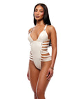 Strap Tease Strappy Matte Vinyl Teddy - Cream
