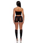 Cross Your Mind Tube Top W/Boy Short & Open Toe Socks Bodystocking - Black