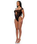 Cross Your Mind Seamless Teddy W/Rhinestone Accents - Black