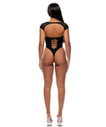 Cross Your Mind Seamless Teddy W/Rhinestone Accents - Black