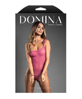 Domina One-Shoulder Sheer Mesh Teddy W/Rope Cuffs - Pink