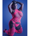 Glow Captivating Halter Bodystocking & G-String Neon Pink