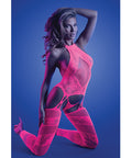 Glow Captivating Halter Bodystocking & G-String Neon Pink