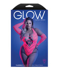 Glow Flashback Black Light Reactive Rhinestone Teddy W/Gloves (or Leg Warmers) - Neon Pink