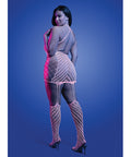 Metamorphic Glow-In-The-Dark Bodystocking Dress; Glows Pink - White