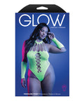 Pressure Point Uv Reactive Rhinestone Studded Teddy & Gloves/Leg Warmers 2 Pc Set - Neon Green