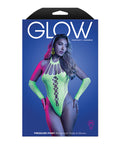 Pressure Point Uv Reactive Rhinestone Studded Teddy & Gloves/Leg Warmers 2 Pc Set - Neon Green