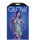 Warning Sign Gartered Fishnet Dress W/Rhinestone Detail - Neon Green