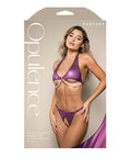 Opulence Shimmer Mesh Halter Top & Panty W/Pearl Details - Purple
