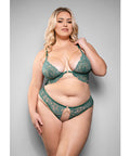 Temptress Aerin Lace Bra W/Removable Chain & Panty 2 Pc Set - Green
