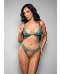 Temptress Aerin Lace Bra W/Removable Chain & Panty 2 Pc Set - Green