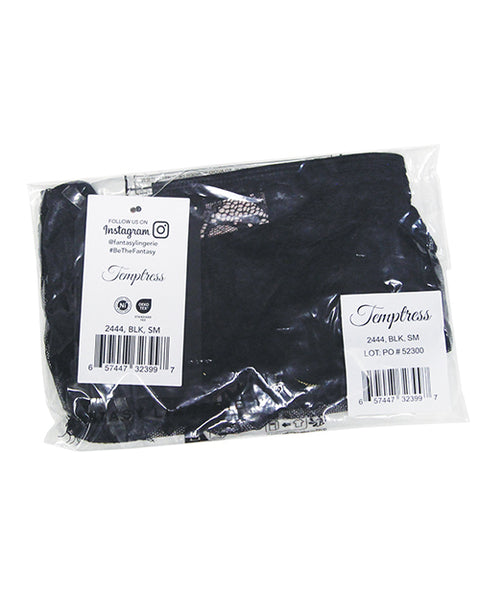 Temptress Vivienne Swiss Dot Mesh And Lace Crotchless Teddy - Black