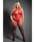 Sheer Eternal Flame Halter Open Crotch Bodystocking - Red/Black