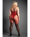 Sheer Eternal Flame Halter Open Crotch Bodystocking - Red/Black