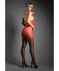 Sheer Eternal Flame Halter Open Crotch Bodystocking - Red/Black