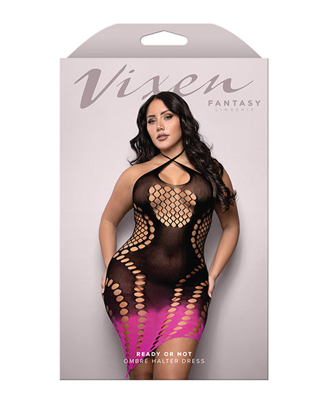 Vixen Ready Or Not Ombre Keyhole Halter Dress - Black/Pink