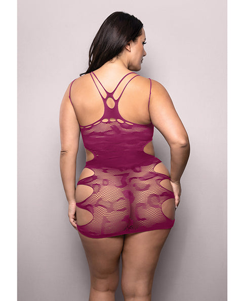 Vixen For The Thrill Leopard Knit Cut Out Dress - Magenta