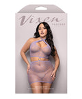 Vixen Serendipity Rhinestone Leopard Knit Keyhole Halter Dress - Lavender