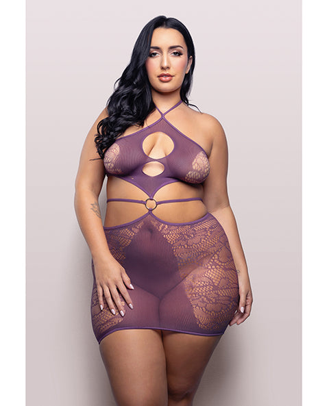 Vixen Focus On Me Halter Dress W/Key Ring Details - Purple