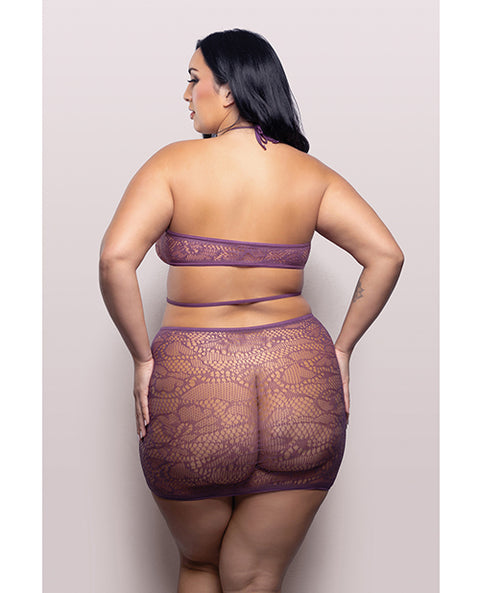Vixen Focus On Me Halter Dress W/Key Ring Details - Purple