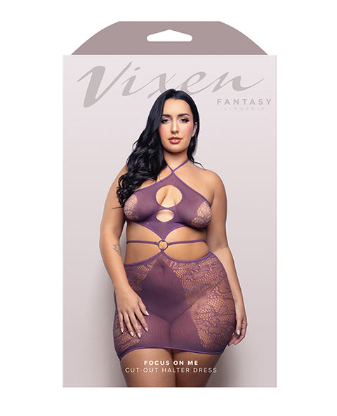 Vixen Focus On Me Halter Dress W/Key Ring Details - Purple