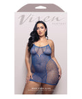 Vixen When Stars Align Rhinestone Net Halter Dress - Blue