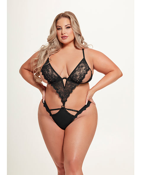 Nadia Lace & Mesh Cutout Teddy - Black XL