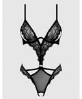 Nadia Lace & Mesh Cutout Teddy - Black XL