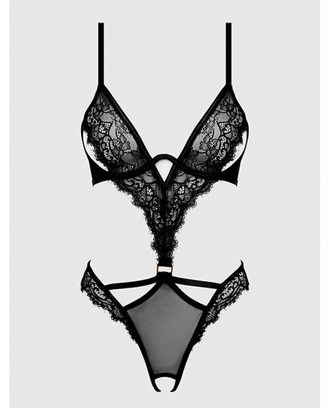 Nadia Lace & Mesh Cutout Teddy - Black XL