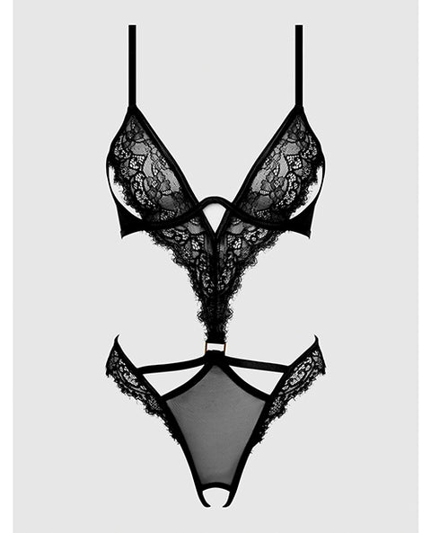 Nadia Lace & Mesh Cutout Teddy - Black XL