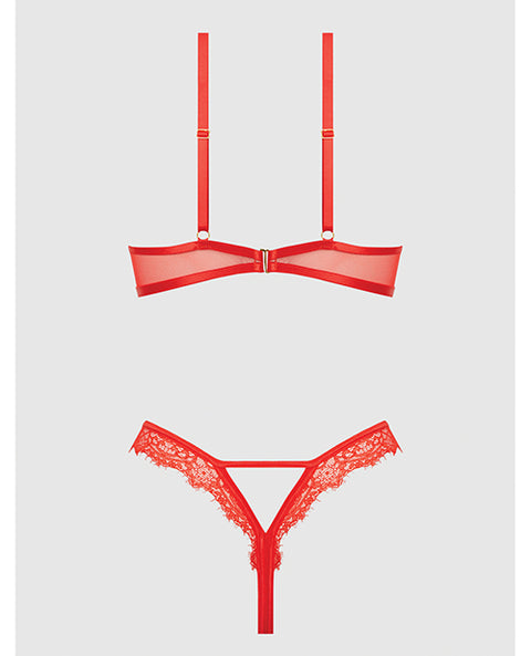 Nadia Lace & Mesh Cutout Teddy - Grenadine Dark Orange