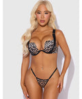 Devon Push Up Bra w/Harness & G-String 3 pc Set - Leopard SM