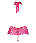Jocelyn Lace Halter Teddy w/Open Crotch - Raspberry XL