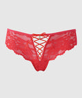 Bella Lace Up Tanga Panty w/Jewel Detail - Coral 1X/2X