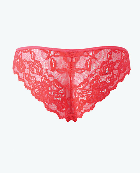 Bella Lace Up Tanga Panty w/Jewel Detail - Coral 3X/4X