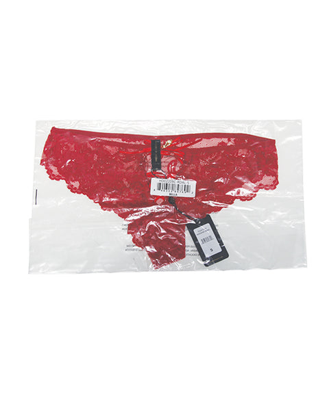 Bella Lace Up Tanga Panty w/Jewel Detail - Red SM
