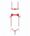 Cecily Lace Cut-Out Bra & Thong w/Garter Straps - Red XL