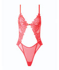 Eden Scalloped Lace High Cut Teddy - Coral MD