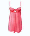 Eden Mesh Chemise Mini Dress w/Keyhole Cutout Details - Coral 3X/4X