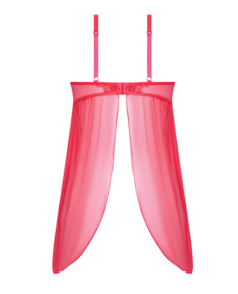 Eden Mesh Chemise Mini Dress w/Keyhole Cutout Details - Coral 3X/4X