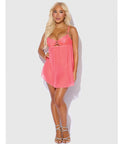 Eden Mesh Chemise Mini Dress w/Keyhole Cutout Details - Coral 3X/4X