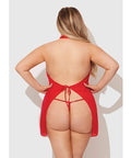 Dragon Mesh & Applique Chemise w/G-String 2 pc Set - Red 1X/2X