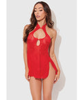Dragon Mesh & Applique Chemise w/G-String 2 pc Set - Red 1X/2X