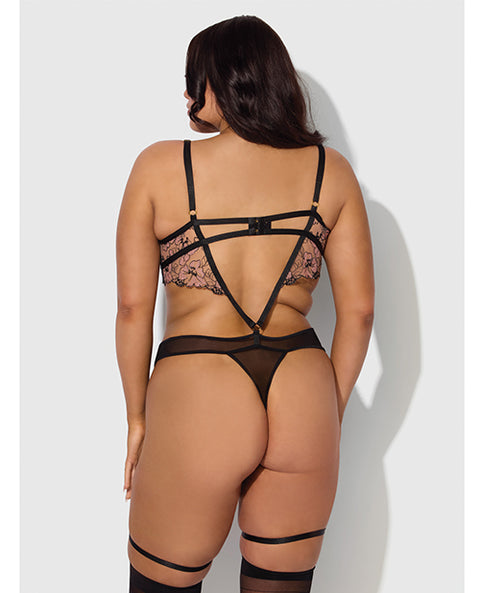 Nova Lace Teddy w/Garters - Black XL