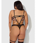 Nova Lace Teddy w/Garters - Black XL
