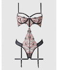 Nova Lace Teddy w/Garters - Black XL