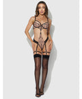 Nova Lace Teddy w/Garters - Black XL