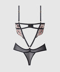 Nova Lace Teddy w/Garters - Black XL
