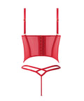 Ashley Alexiss Bustier w/Front Lace Up Ribbon Details & Matching High Cut Thong - Red SM